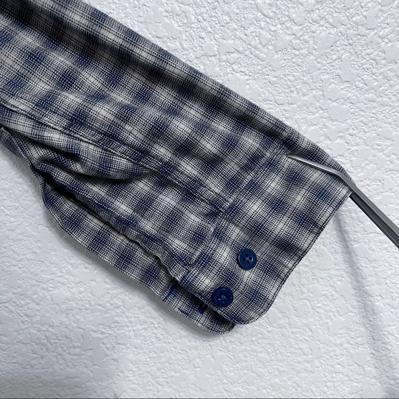 Patagonia Organic Cotton Plaid Long Sleeve Men's Medium Light Brown/Dark Blue - Picture 8 of 15